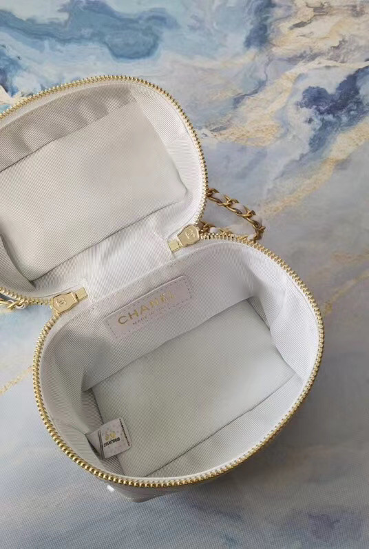 Chanel Lambskin Crystal Calfskin & Gold-Tone Metal AS1889 white