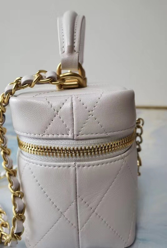 Chanel Lambskin Crystal Calfskin & Gold-Tone Metal AS1889 white