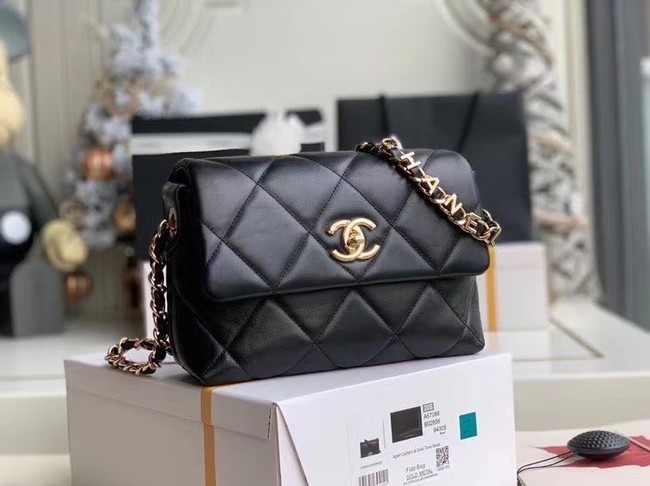 Chanel flap bag Lambskin & Gold-Tone Metal AS2299 black