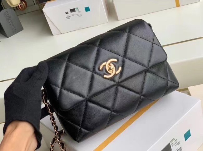 Chanel flap bag Lambskin & Gold-Tone Metal AS2299 black