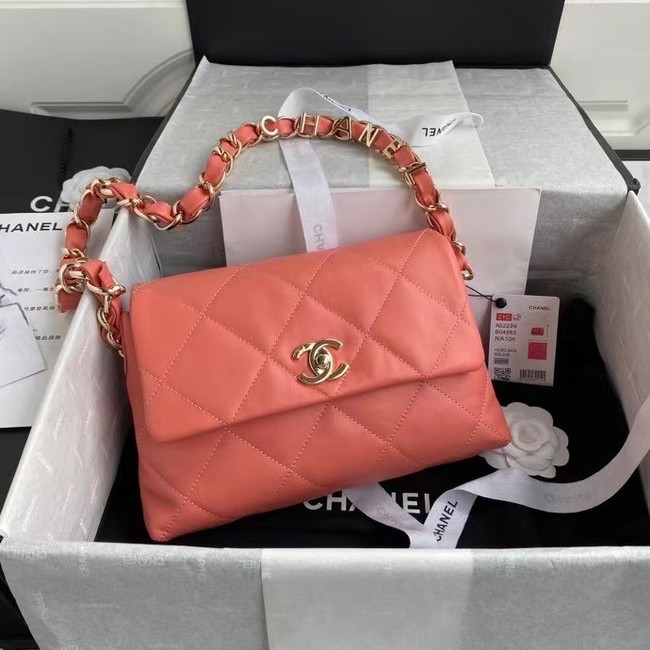 Chanel flap bag Lambskin & Gold-Tone Metal AS2299 pink