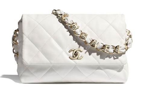 Chanel flap bag Lambskin & Gold-Tone Metal AS2299 White
