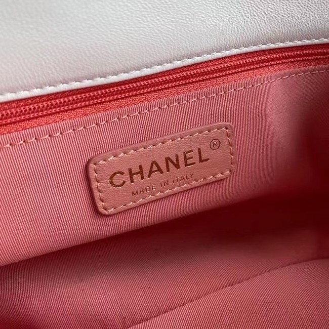 Chanel flap bag Lambskin & Gold-Tone Metal AS2299 White