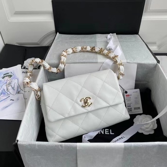 Chanel flap bag Lambskin & Gold-Tone Metal AS2299 White