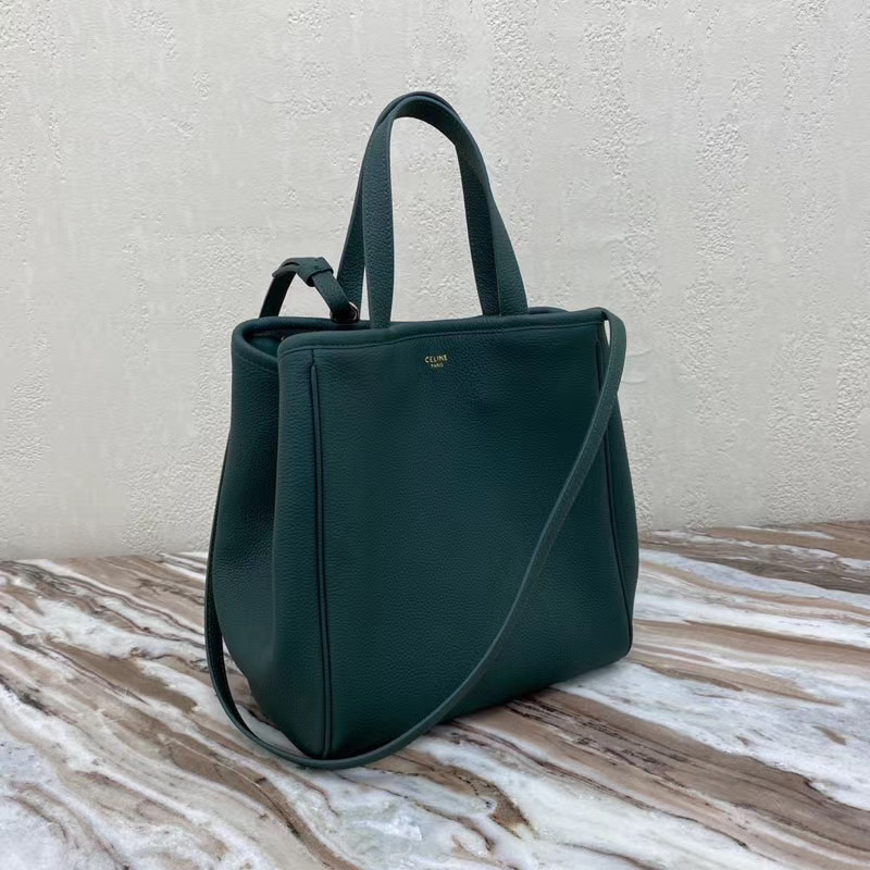 Celine LARGE SOFT BAG IN SUPPLE GRAINED CALFSKIN 55825 blackish green