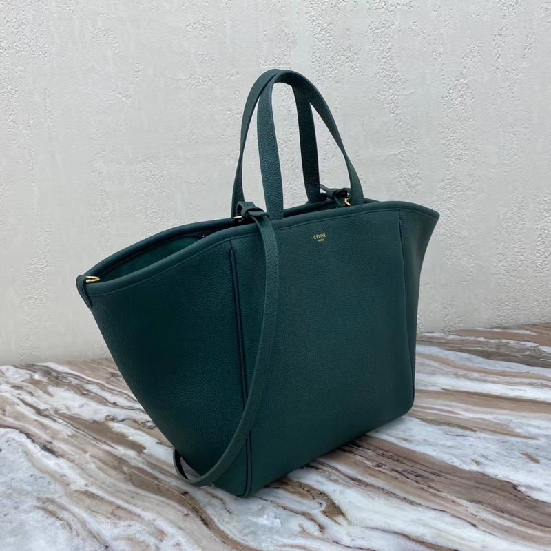 Celine LARGE SOFT BAG IN SUPPLE GRAINED CALFSKIN 55825 blackish green