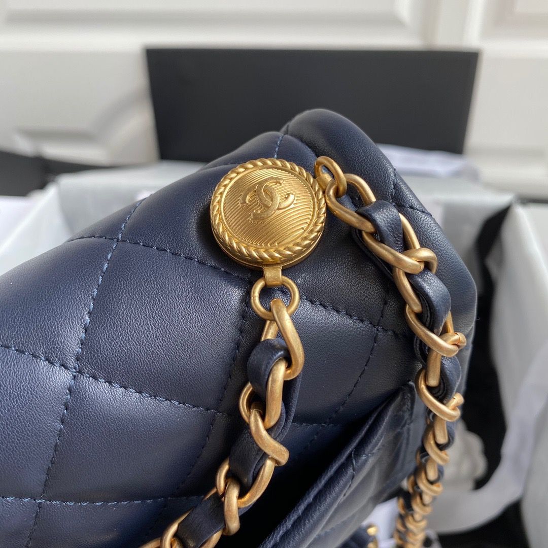 Chanel Flap Bag Sheepskin & Gold-Tone Metal AP1737 Navy