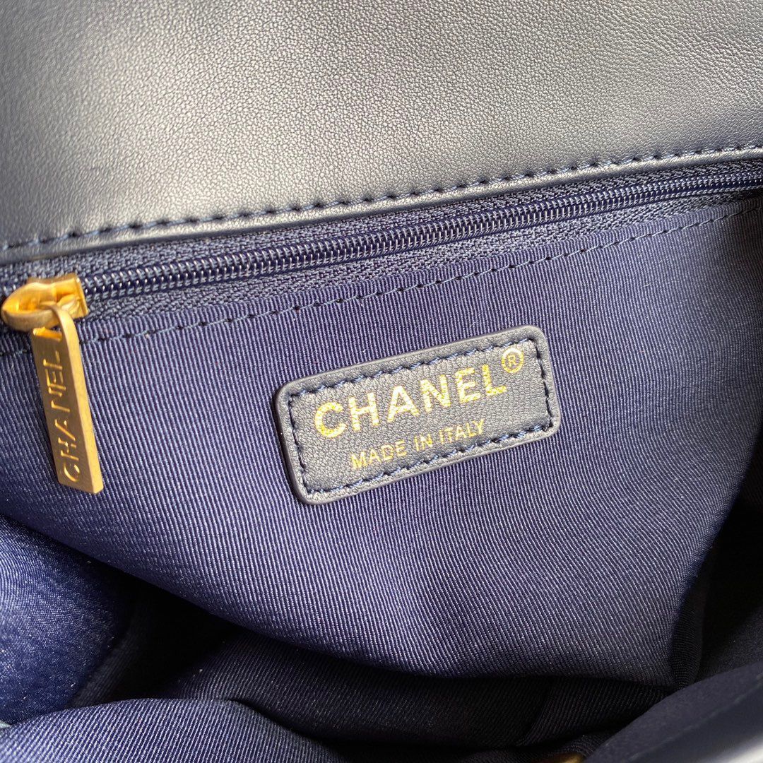 Chanel Flap Bag Sheepskin & Gold-Tone Metal AP1737 Navy