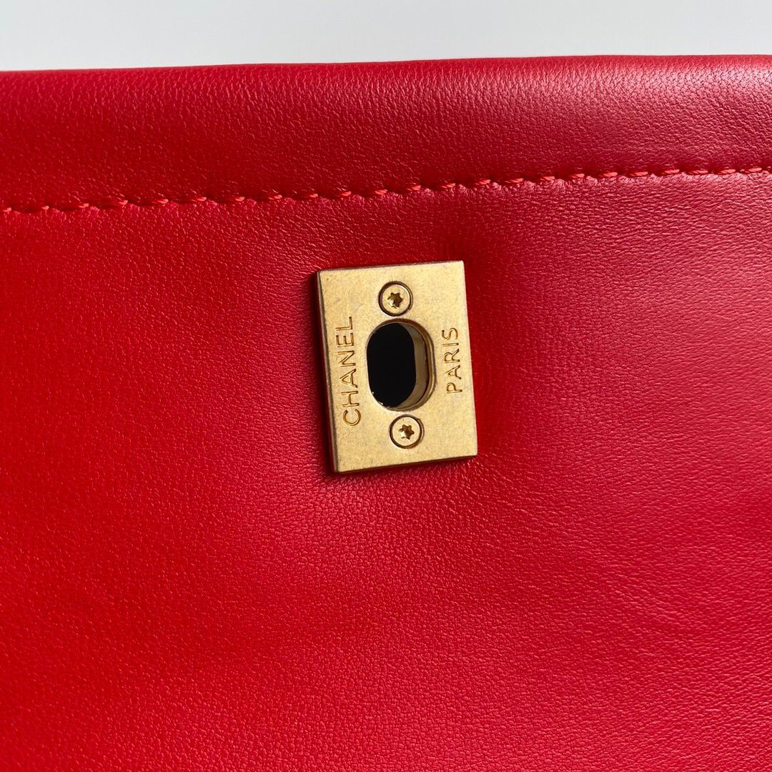 Chanel Flap Bag Sheepskin & Gold-Tone Metal AP1737 Red