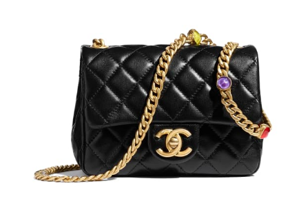 Chanel flap bag Lambskin Resin & Gold-Tone Metal AS2379 Black