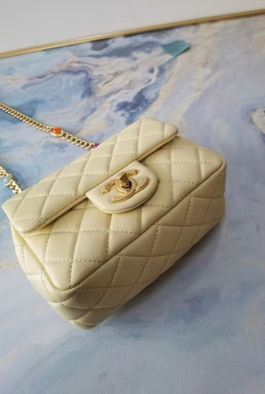 Chanel flap bag Lambskin Resin & Gold-Tone Metal AS2379 Yellow