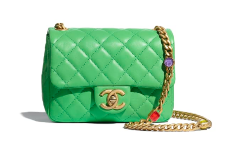 Chanel flap bag Lambskin Resin & Gold-Tone Metal AS2379 green