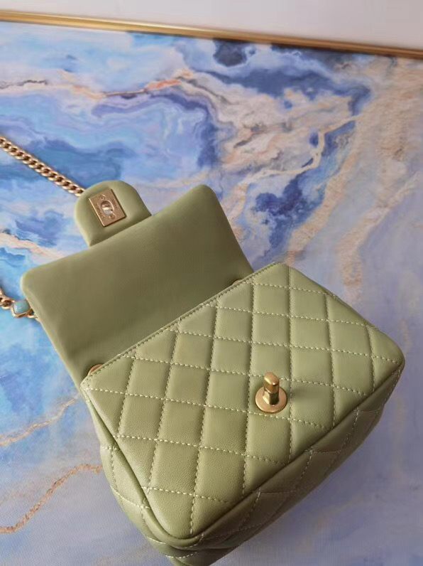 Chanel flap bag Lambskin Resin & Gold-Tone Metal AS2379 light green