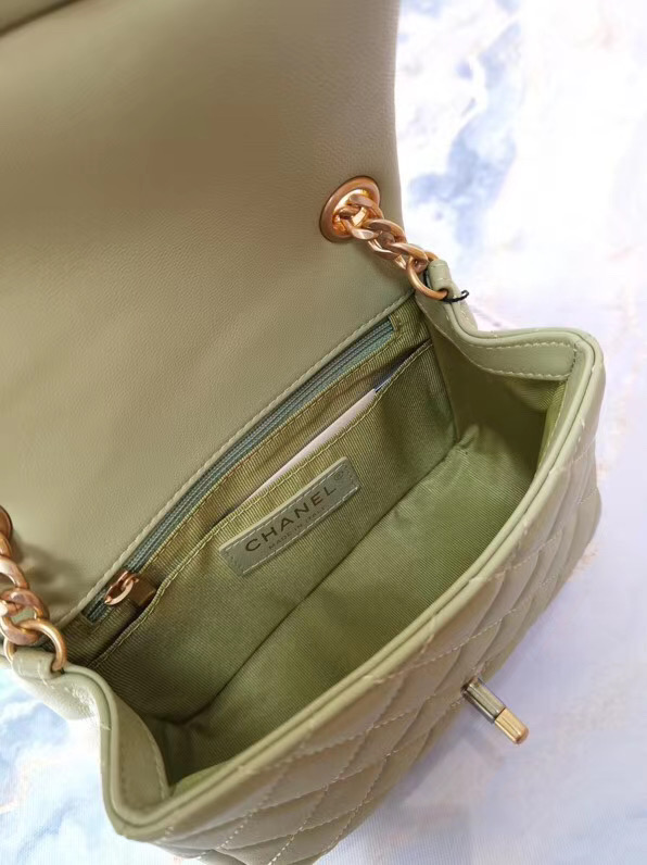 Chanel flap bag Lambskin Resin & Gold-Tone Metal AS2379 light green