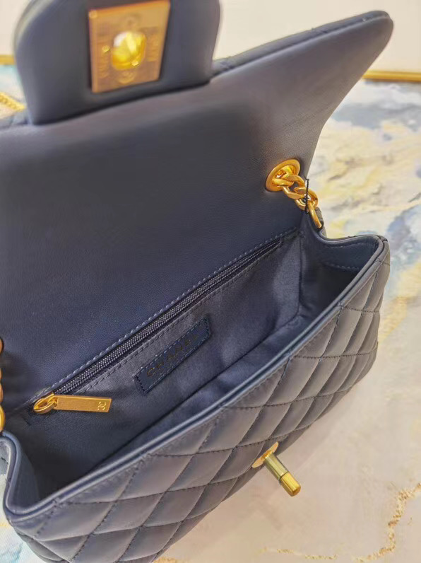 Chanel flap bag Lambskin Resin & Gold-Tone Metal AS2380 Navy