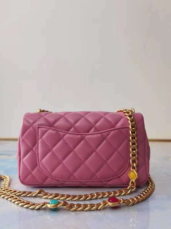 Chanel flap bag Lambskin Resin & Gold-Tone Metal AS2380 Pink