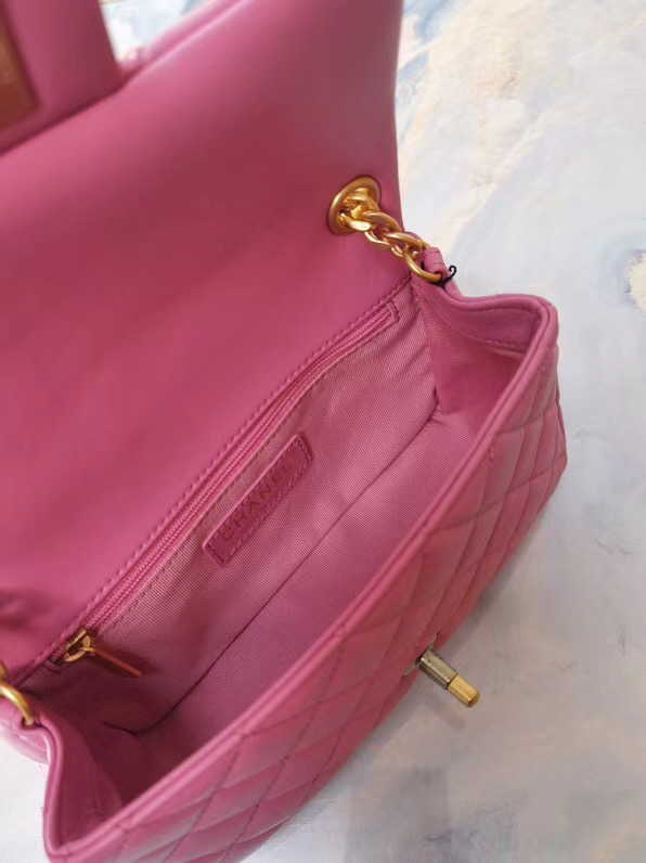 Chanel flap bag Lambskin Resin & Gold-Tone Metal AS2380 Pink