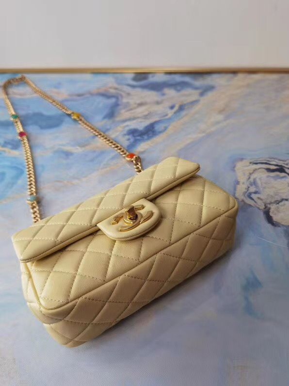 Chanel flap bag Lambskin Resin & Gold-Tone Metal AS2380 Yellow