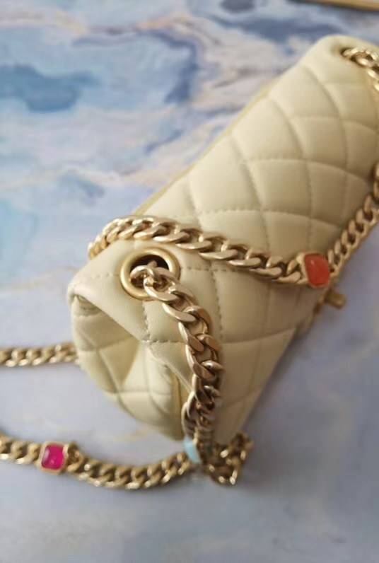 Chanel flap bag Lambskin Resin & Gold-Tone Metal AS2380 Yellow
