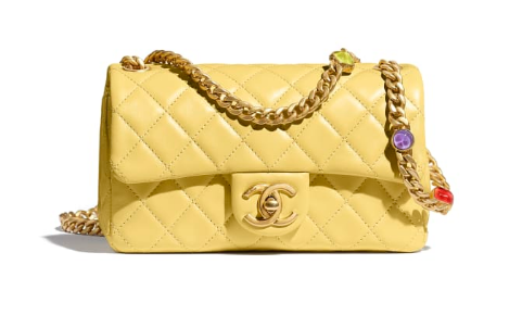 Chanel flap bag Lambskin Resin & Gold-Tone Metal AS2380 Yellow