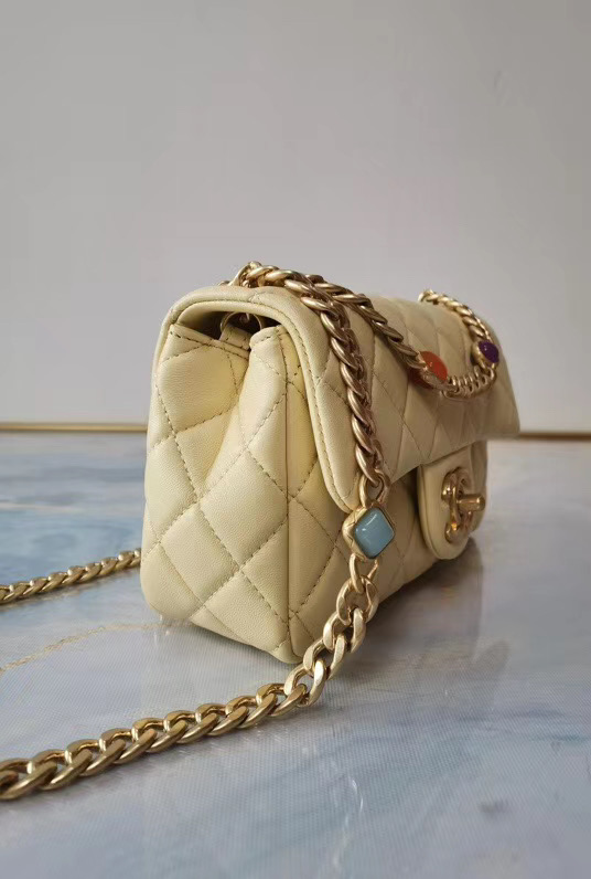 Chanel flap bag Lambskin Resin & Gold-Tone Metal AS2380 Yellow