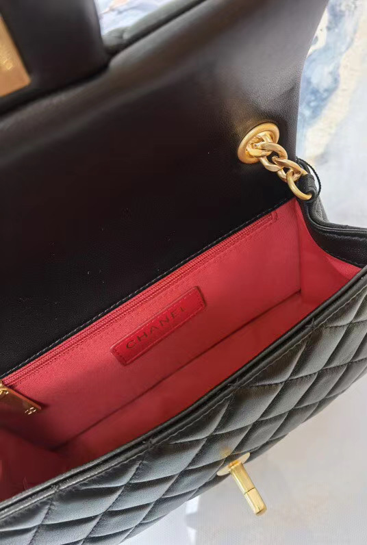 Chanel flap bag Lambskin Resin & Gold-Tone Metal AS2380 black
