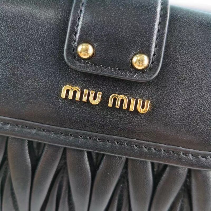 miu miu Matelasse Nappa Leather Top-handle Bag 6998 black