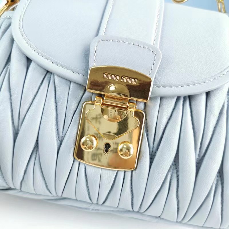 miu miu Matelasse Nappa Leather Top-handle Bag 6998 light blue