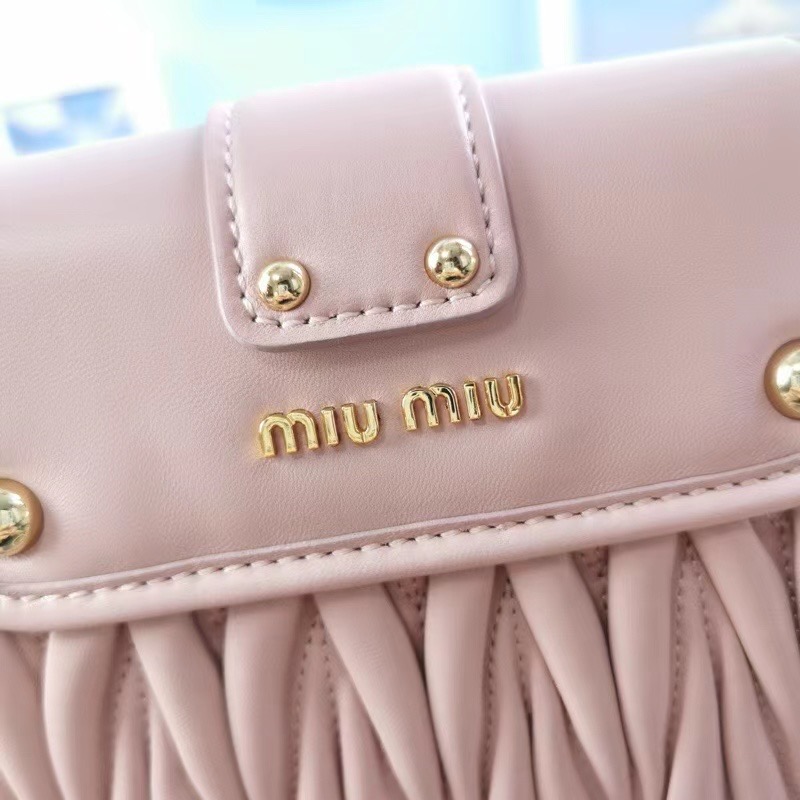 miu miu Matelasse Nappa Leather Top-handle Bag 6998 pink