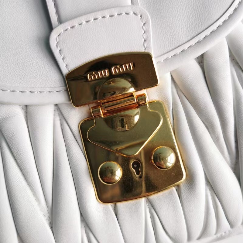 miu miu Matelasse Nappa Leather Top-handle Bag 6998 white