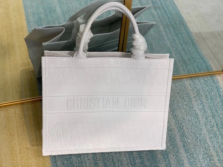 SMALL DIOR BOOK TOTE BAG IN Calfskin M1296Z white