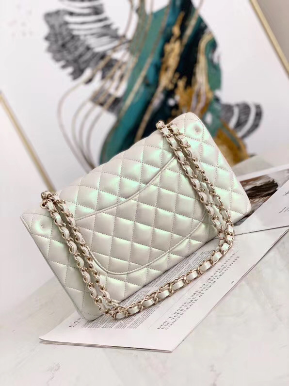 chanel flap bag Iridescent Calfskin&Gold-Tone AS1112