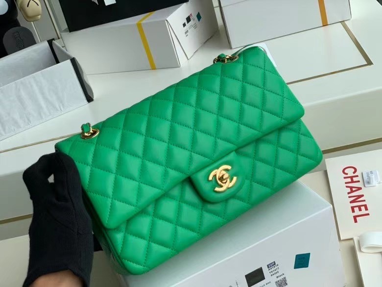 Chanel Flap Shoulder Bag Original Sheepskin leather A1112 Green