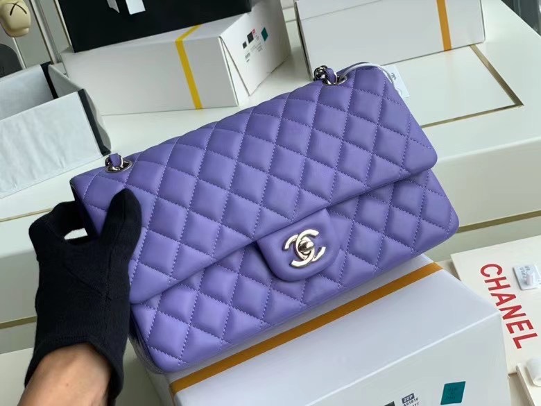 Chanel Flap Shoulder Bag Original Sheepskin leather A1112 Purple