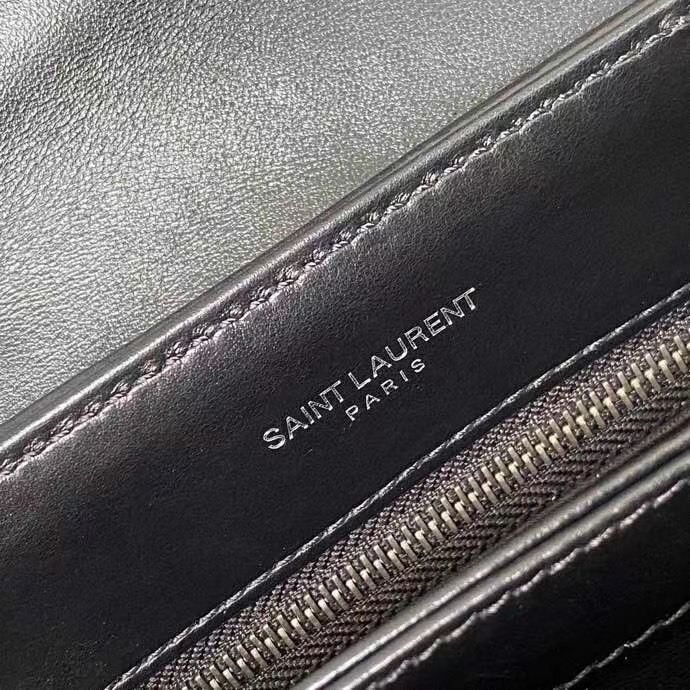 SAINT LAURENT LOULOU SMALL IN MATELASSE Y LEATHER 467072 black&Ancient silver