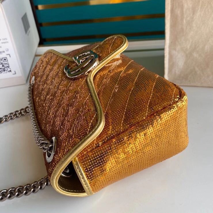 Gucci GG Marmont Sequin Mormont Small Shoulder bag 443497 gold