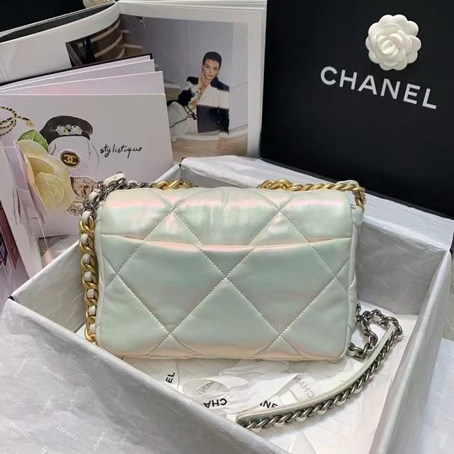 chanel 19 large flap bag AS1160 White