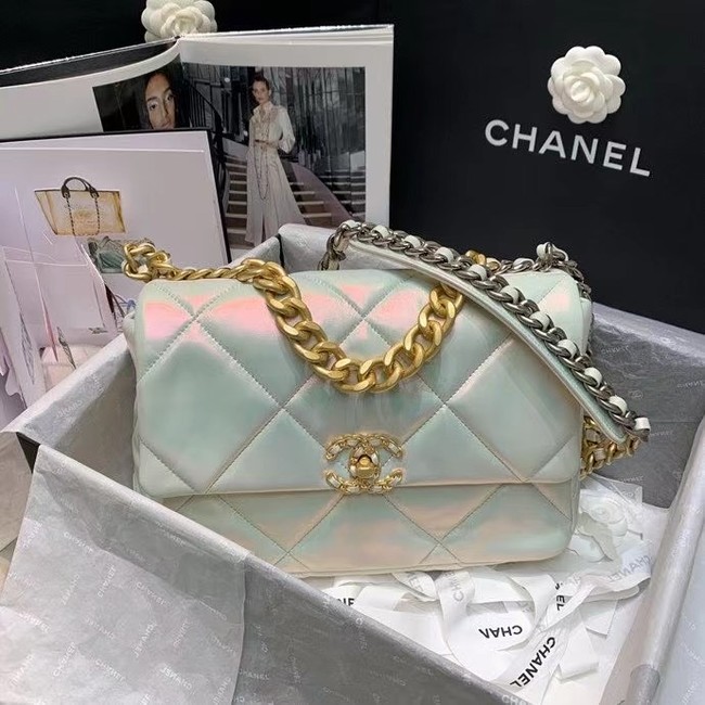 chanel 19 large flap bag AS1161 White