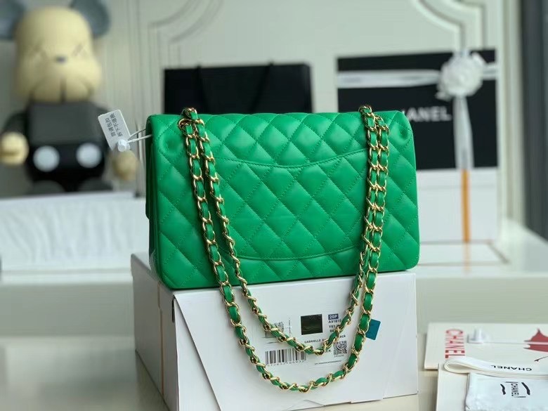 Chanel Flap Shoulder Bag Original Sheepskin leather A1112 Green