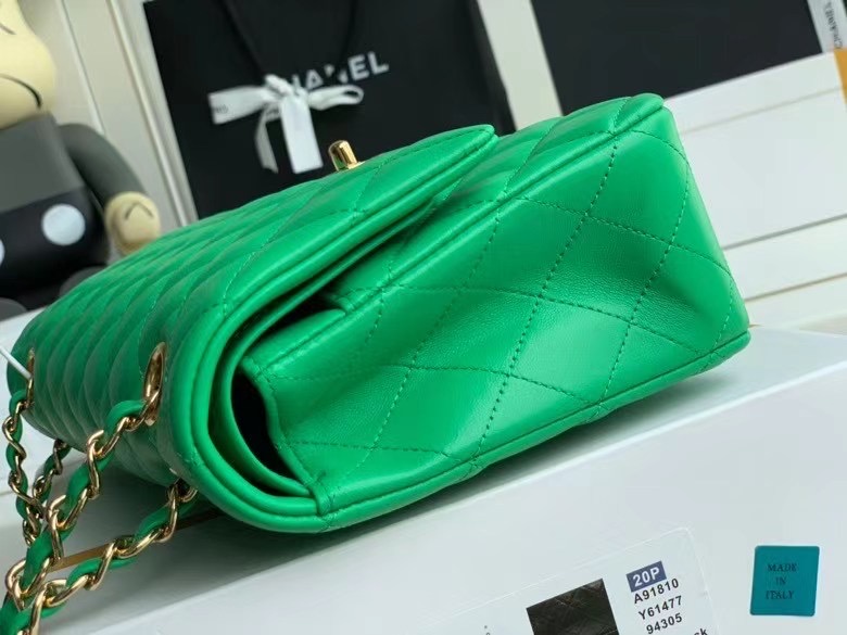 Chanel Flap Shoulder Bag Original Sheepskin leather A1112 Green