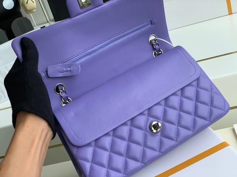 Chanel Flap Shoulder Bag Original Sheepskin leather A1112 Purple