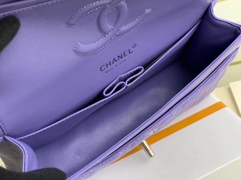 Chanel Flap Shoulder Bag Original Sheepskin leather A1112 Purple