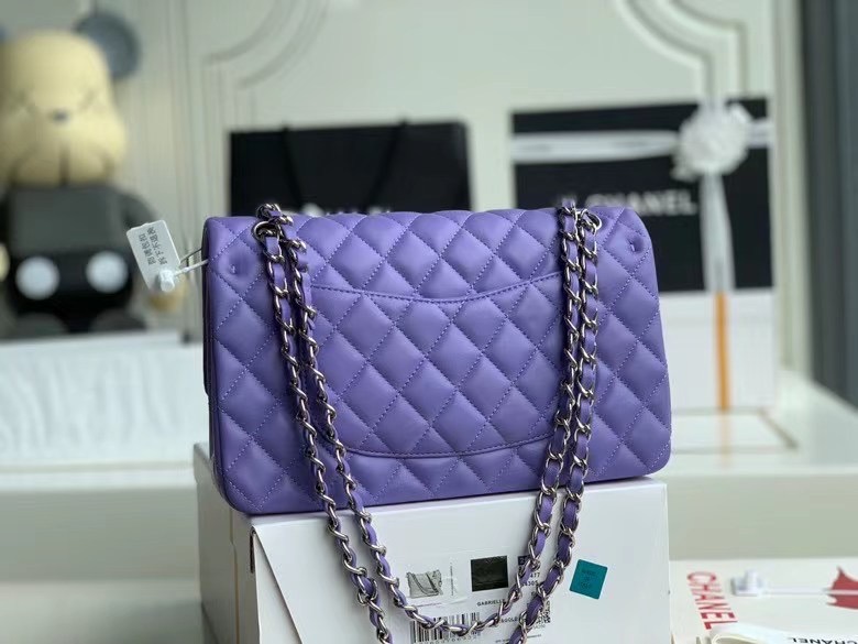 Chanel Flap Shoulder Bag Original Sheepskin leather A1112 Purple