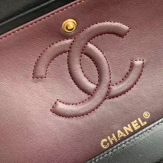 chanel classic handbag Lambskin & gold Metal A01112 Black