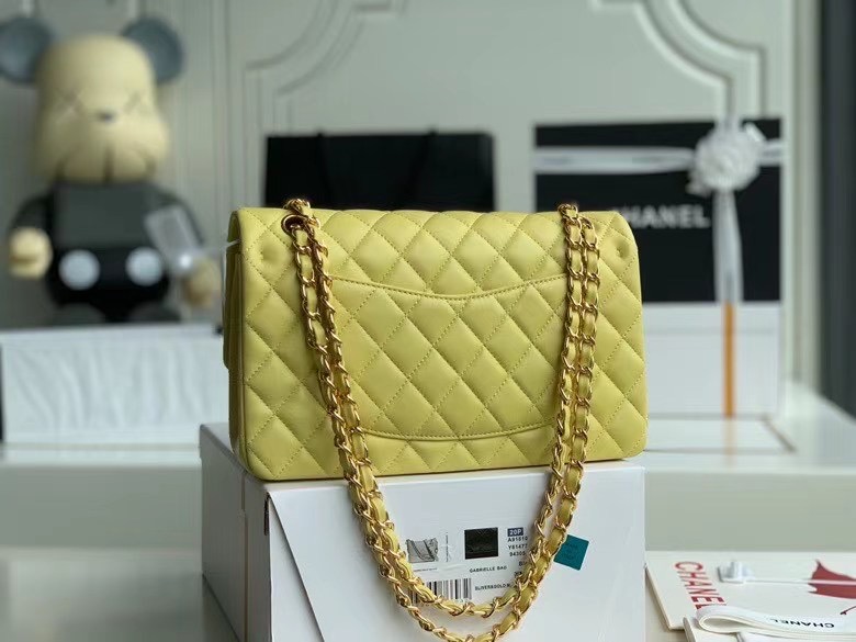 chanel classic handbag Lambskin & gold Metal A01112 lemon