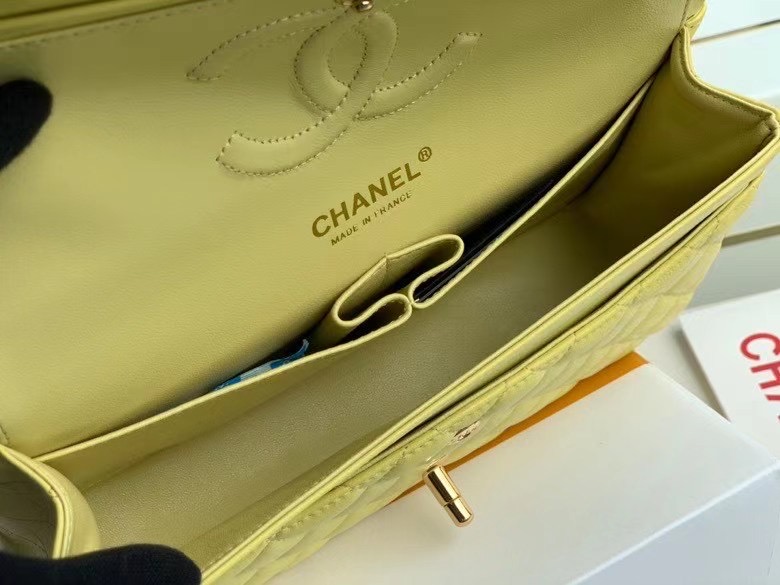 chanel classic handbag Lambskin & gold Metal A01112 lemon