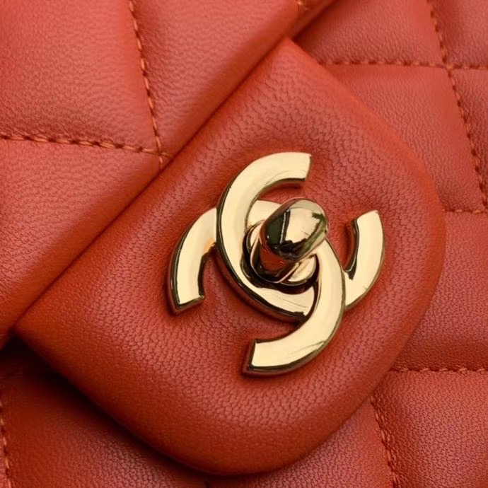 chanel classic handbag Lambskin & gold Metal A01112 red