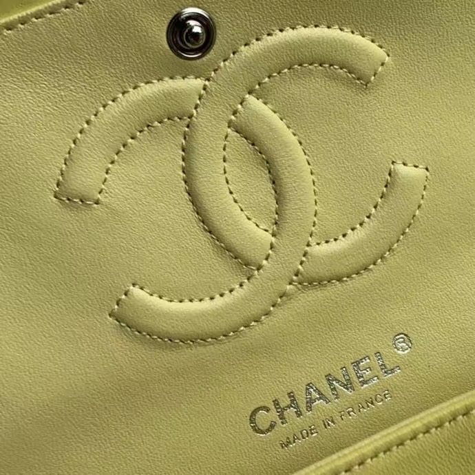 chanel classic handbag Lambskin & silver Metal A01112 lemon