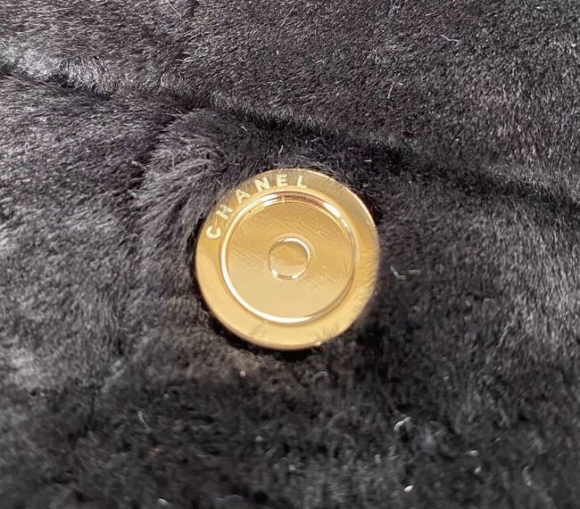 Chanel flap bag Shearling Lambskin Strass & Gold-Tone Metal AS2240 black