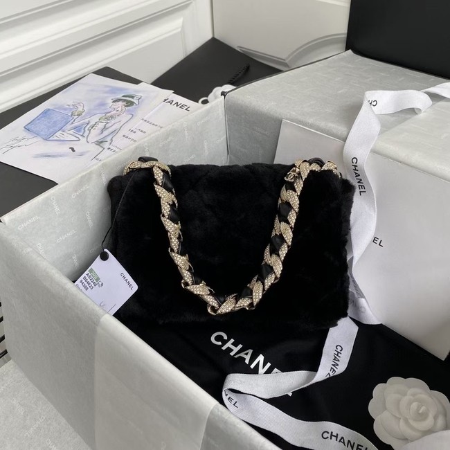 Chanel flap bag Shearling Lambskin Strass & Gold-Tone Metal AS2240 black